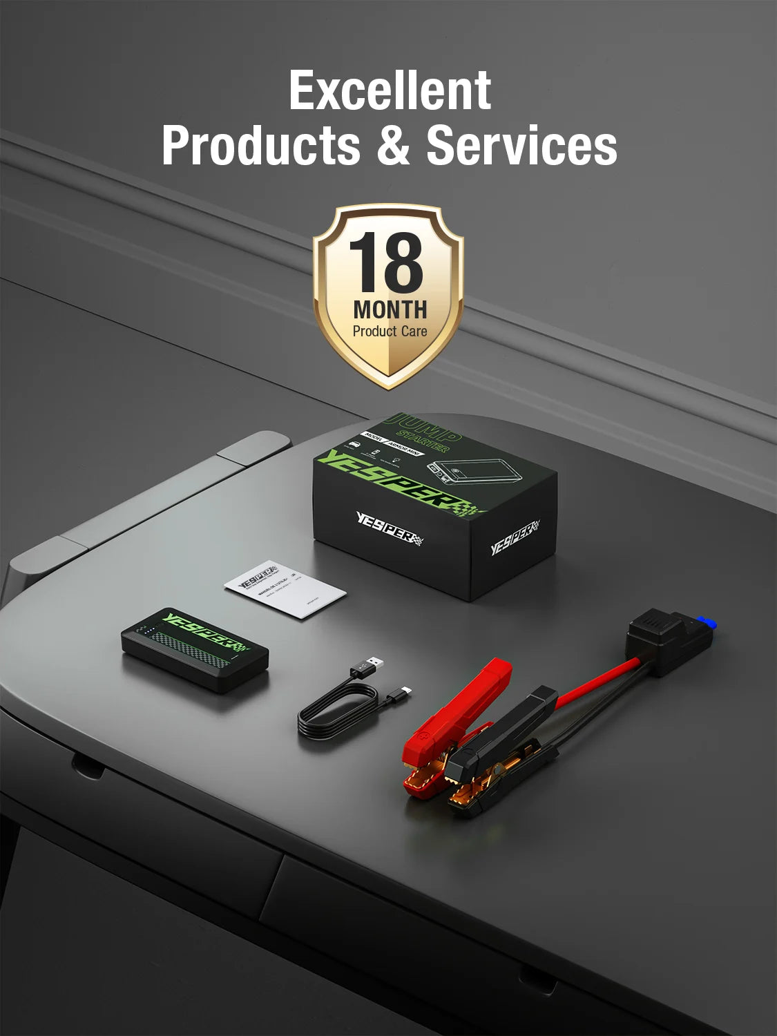 YESPER A-Armor-MINI 1500A Jump Starter – Ultra-Compact 12V Battery Booster & USB Power Bank