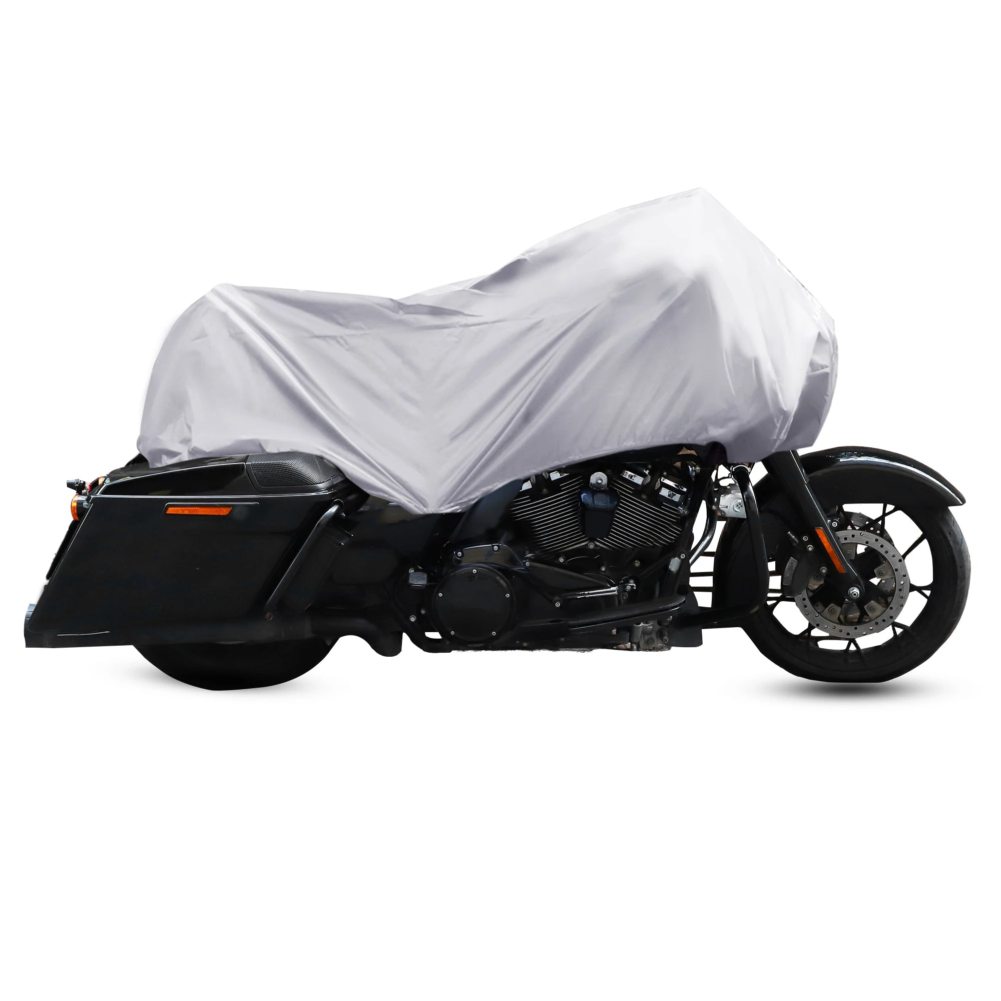 X Autohaux 210T Half Motorcycle Cover Travel Waterproof Outdoor Dustproof Rain Dust Anti UV Motor Scooter Protector Cover M L XL – 210T Polyester PU Silver Adjustable Elastic Band with Carry Bag