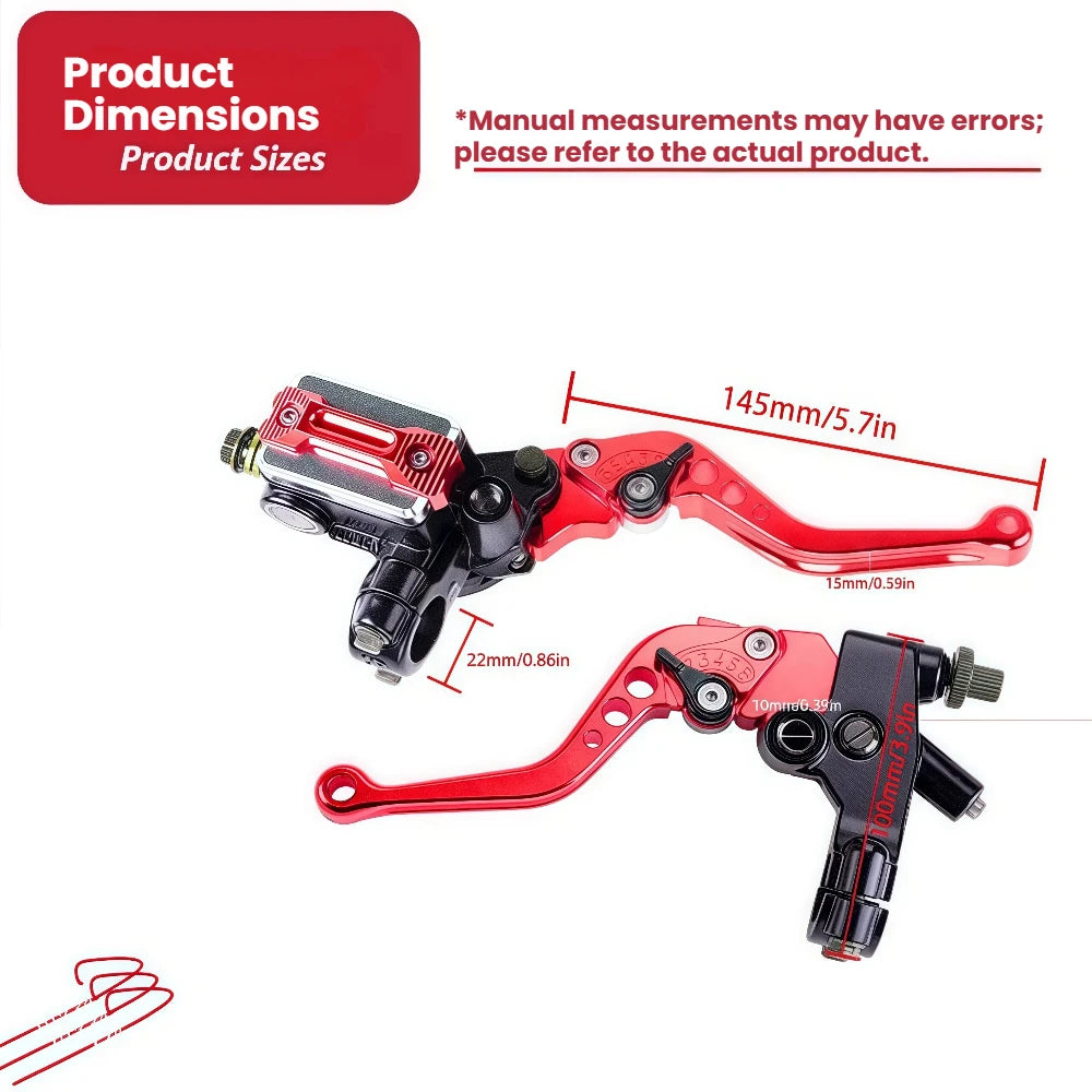 Universal 22mm Hydraulic Brake Master Cylinder & Clutch Lever – 6-Position Adjustable – Mirror Bracket & Switch – Honda / Yamaha – 3 Colors – $45