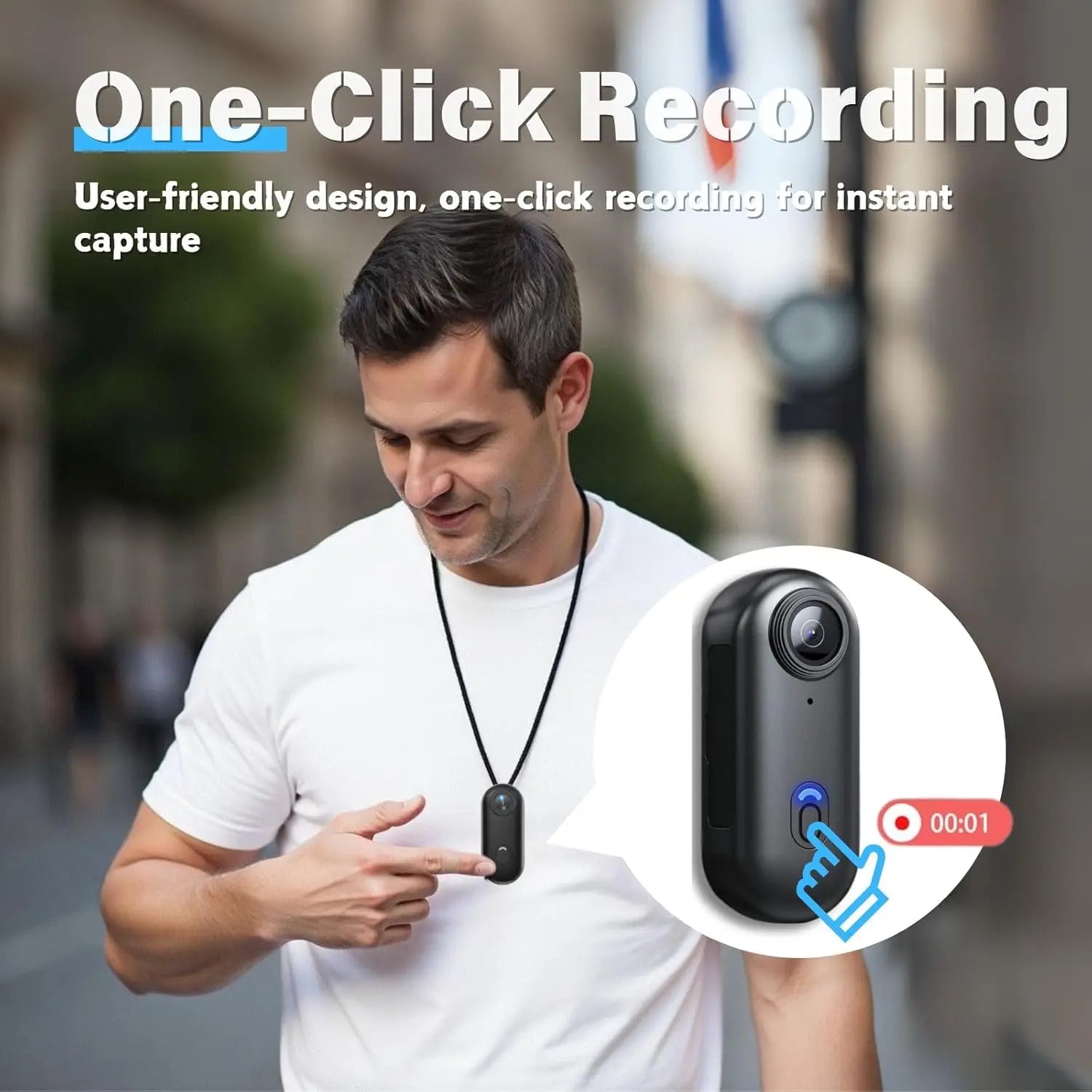 1080P Thumb Motorcycle Helmet Cam Tiny Portable Spring Clip POV Action Camera 8MP Sony Sensor Hands-Free Vlogging Motorcycle Camera for Cycling Motorcycle Bike