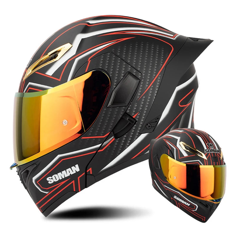 DOT Approved Modular Full Face Motorcycle Helmet – Flip-Up Dual Visor, All-Season