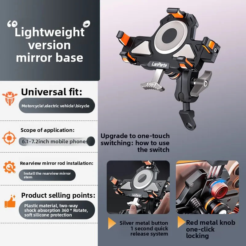Metal Shockproof Motorcycle Phone Holder 4 Vibration Dampener 15W Wireless Charger Fast Charging Motorbike Bicycle Bike Stand