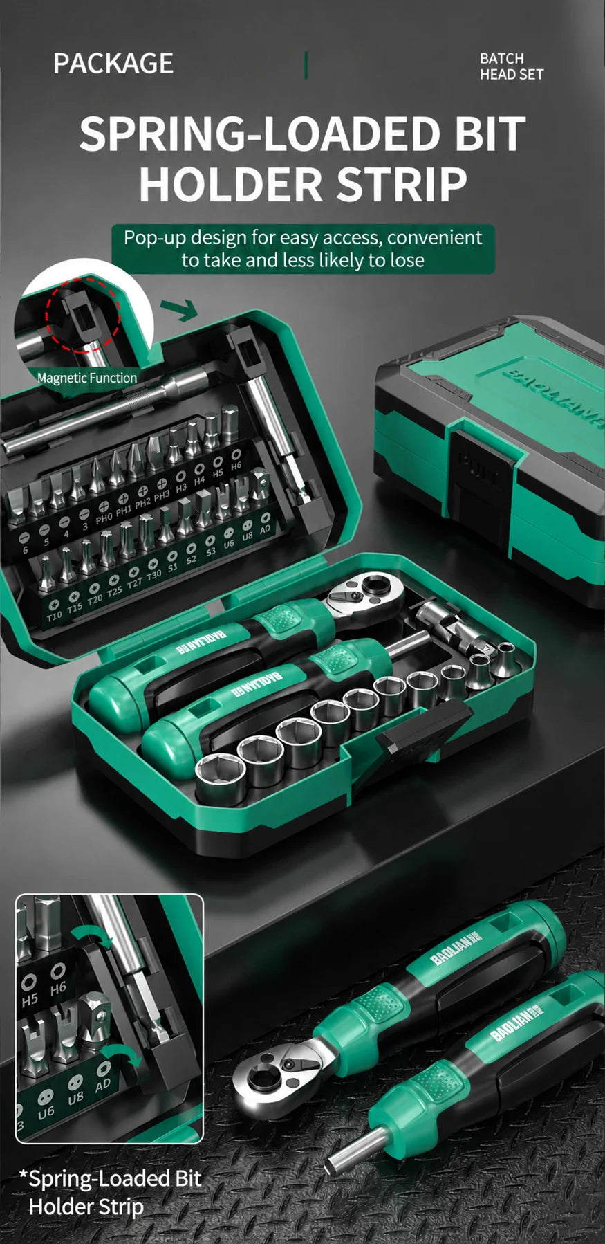 Baolian 40-in-1 Bike & Motorcycle Repair Tool Kit – Ratchet, Socket Wrench & Screwdriver Bit Set – Cr-V Steel – Carry Bag – $80