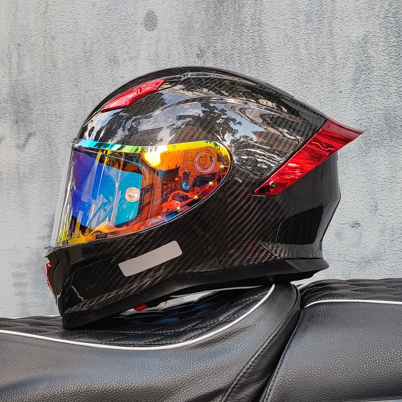 Carbon Fiber Helmets – ORZ Full Face Motorcycle Helmet, Color Visor, DOT Approved, All-Season