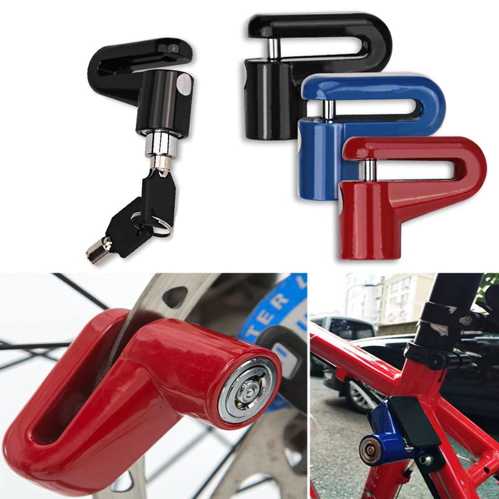 Motorcycle Lock Security Anti-Theft Bicycle Motorcycle Disc Brake Lock Riding Equipment Accessories – 5mm Lock Rod – Metal ABS – 0.115kg – With or Without Rope – Blue Black Red