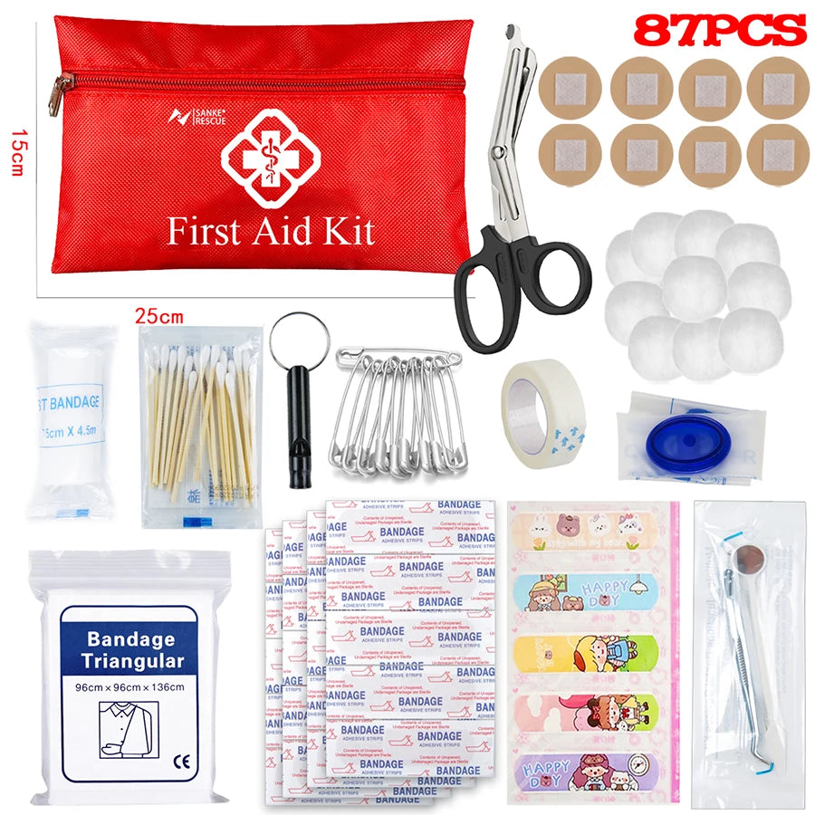 Sanke Rescue Multi-Purpose First Aid Kit 26 to 330 Pieces Waterproof Nylon Bag for Outdoor Hunting Hiking Camping Motorcycle Travel Home