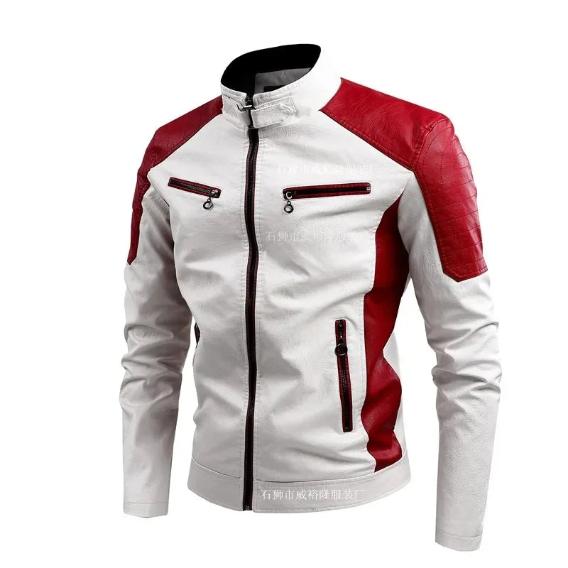 Motorcycle retro patch leather cool windproof jacket