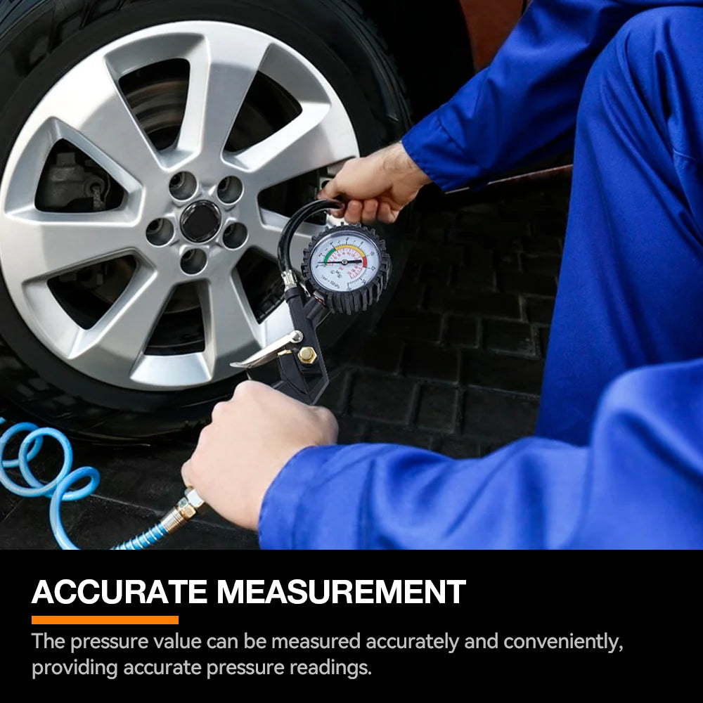 0–16 Bar Tire Pressure Gauge – High-Precision Dial Tire Inflator for Car, SUV, Motorcycle & Bicycle