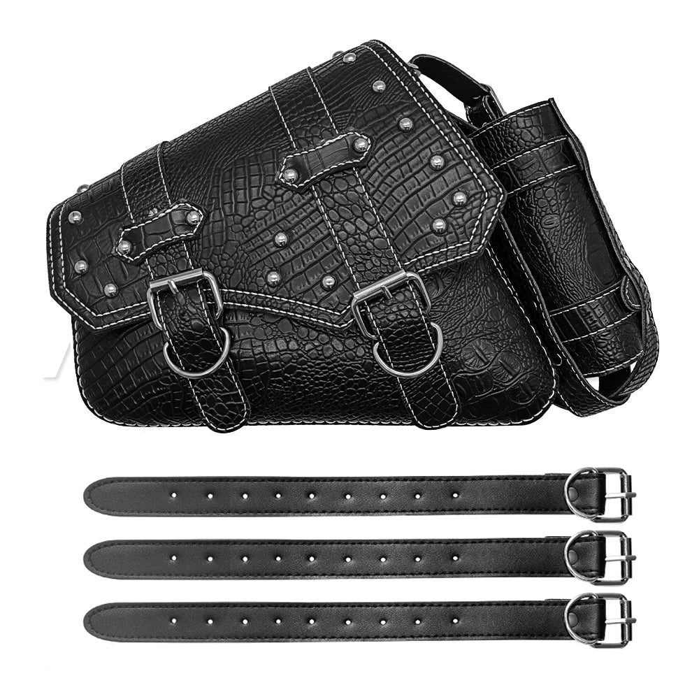 mofastwolf Sportster Iron 883 XL883 1200 Saddlebag Waterproof Storage Bag Motorcycle Swingarm Bag Side Tool Bag PU Leather Hard-Shell Detachable Water Bottle Bag – A-Side / B-Side (1PC)