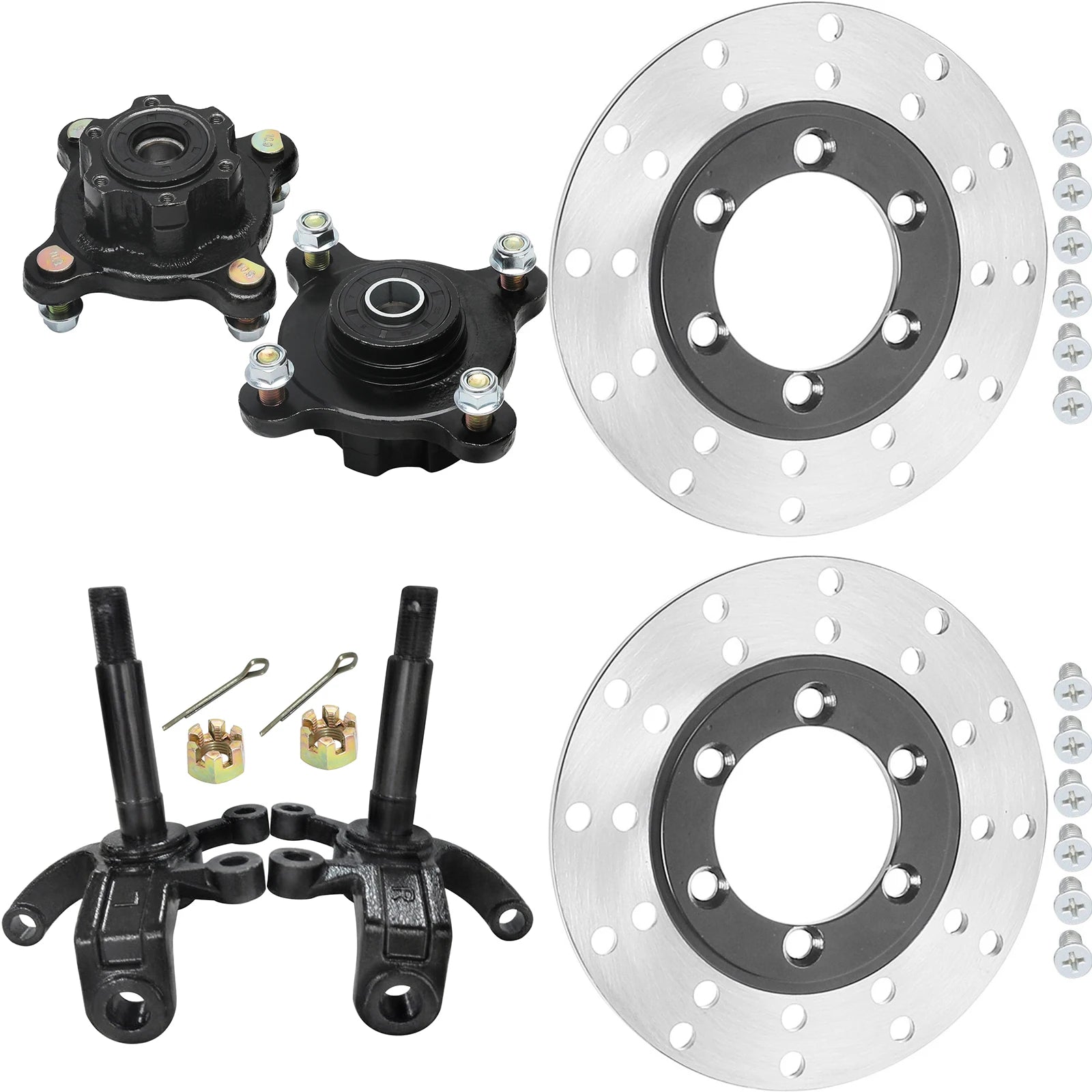 2PCS Disc Rotor Go Kart ATV 4 Stud Front Wheel Rim Hub Stub Axle for 110cc 125cc 150cc Quad Dirt Bike ATV Buggy