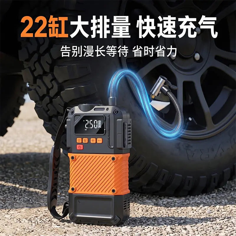 All-in-One Car Jump Starter & Tire Inflator – 500A Battery Booster with 4 Inflation Modes for Auto, Bike, Motorcycle & Sports Balls