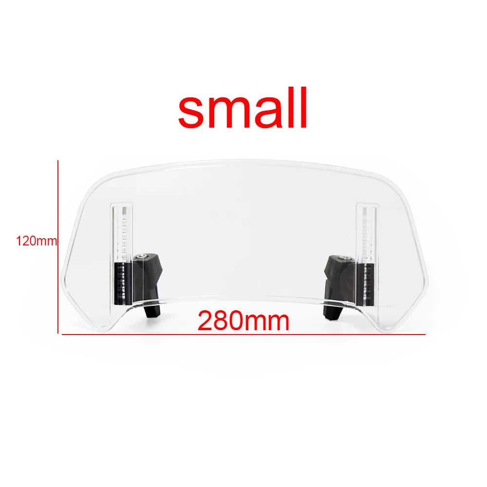 Universal Motorcycle Windshield Extension Adjustable Spoiler Clamp-On Windscreen Deflector Suitable for All Motorcycle Parts – SOYAVISION ABS 280mm 300mm 360mm Grey Clear No Drill