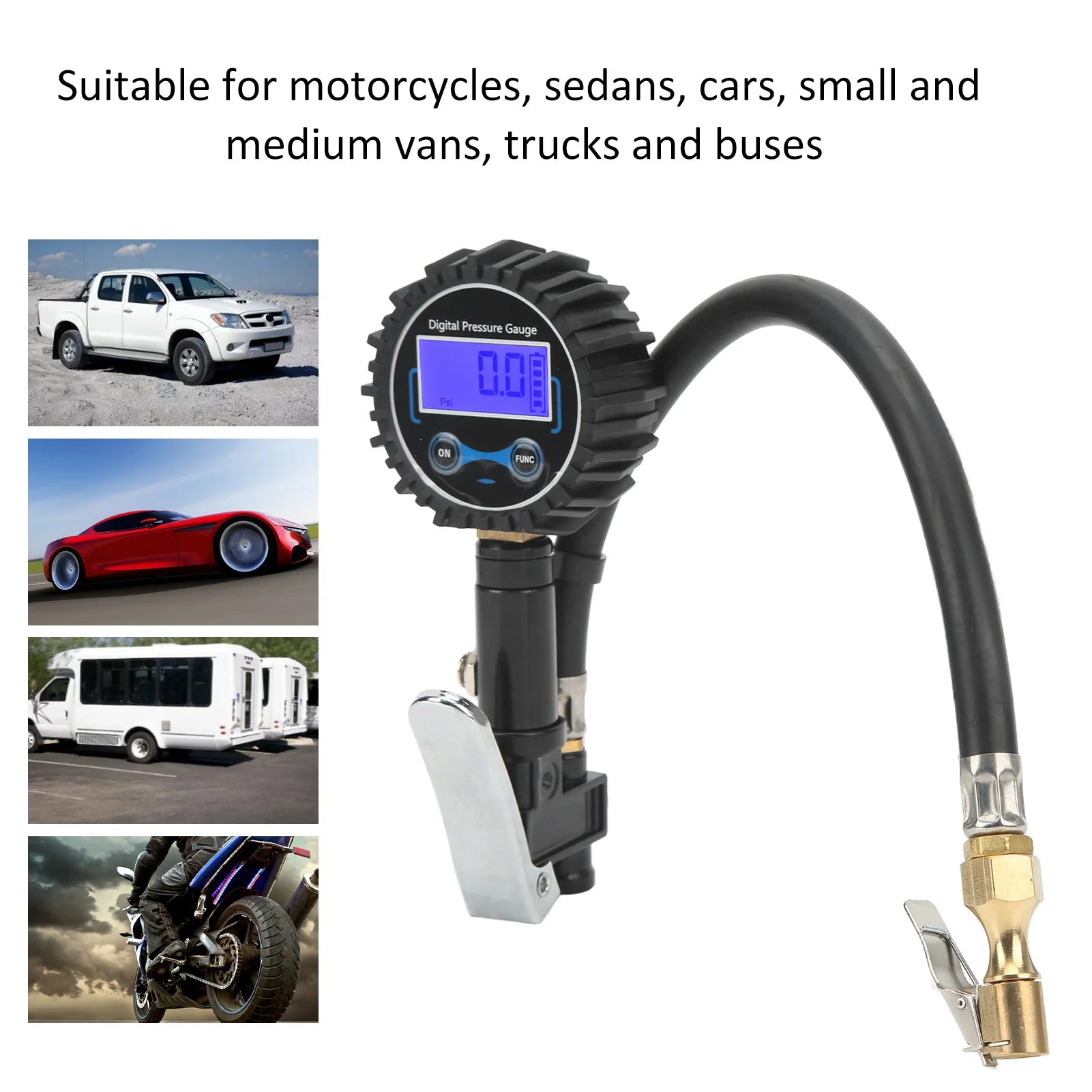 Digital Tire Pressure Gauge – Automatic Shut-Off, 4 Pressure Units & Easy-Read Display