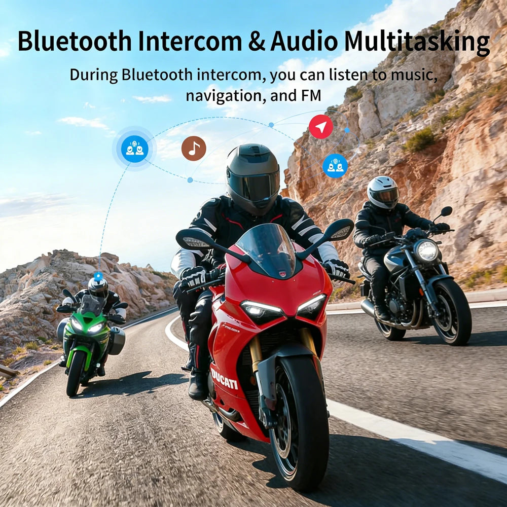FREEDCONN Motorcycle Bluetooth Headset – Wireless Helmet Intercom & FM Radio