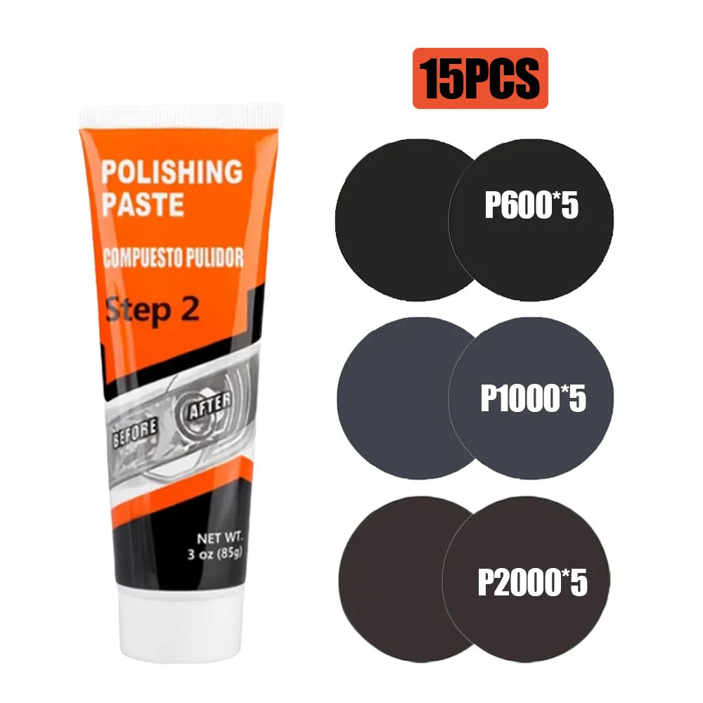 Professional Car & Motorcycle Headlight Restoration Kit – Wet Sand + Polish + UV Protect – Removes Yellowing Scratches – Car / Motorcycle / ATV – 24 Set Options – $40