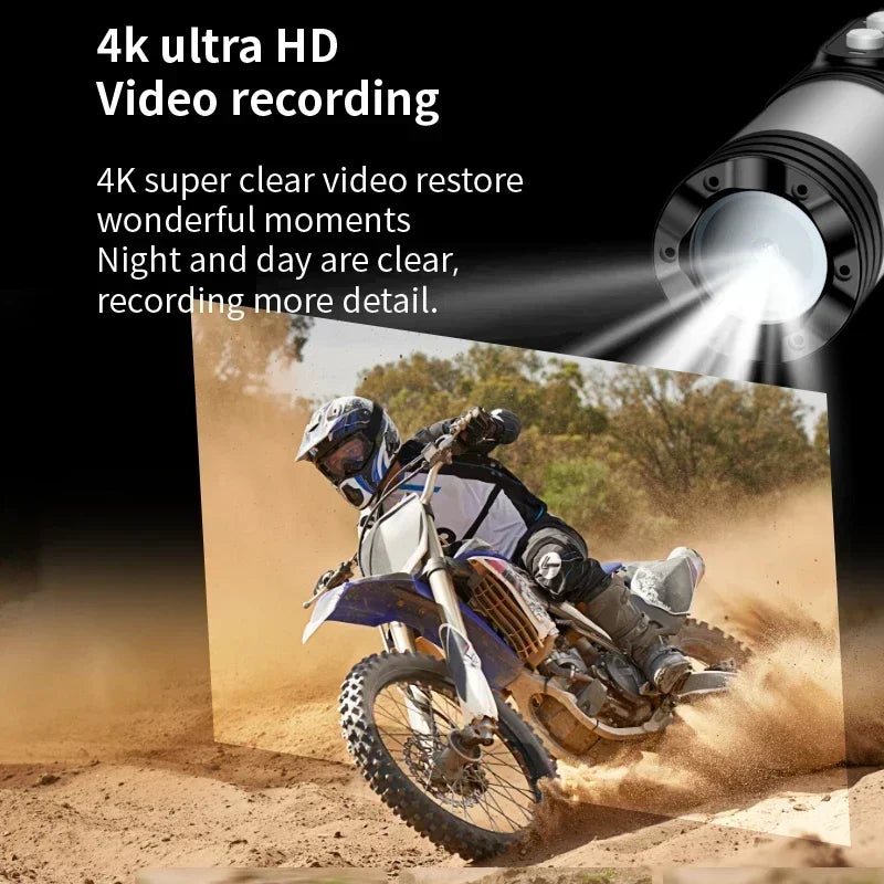 DIXSG 4K / 1080P WiFi Sports Action Camera IP66 Waterproof EIS Anti-Shake H.265 120° Wide-Angle No Screen Record While Charging Motion Detection Bicycle Motorcycle Helmet Cam Camcorder