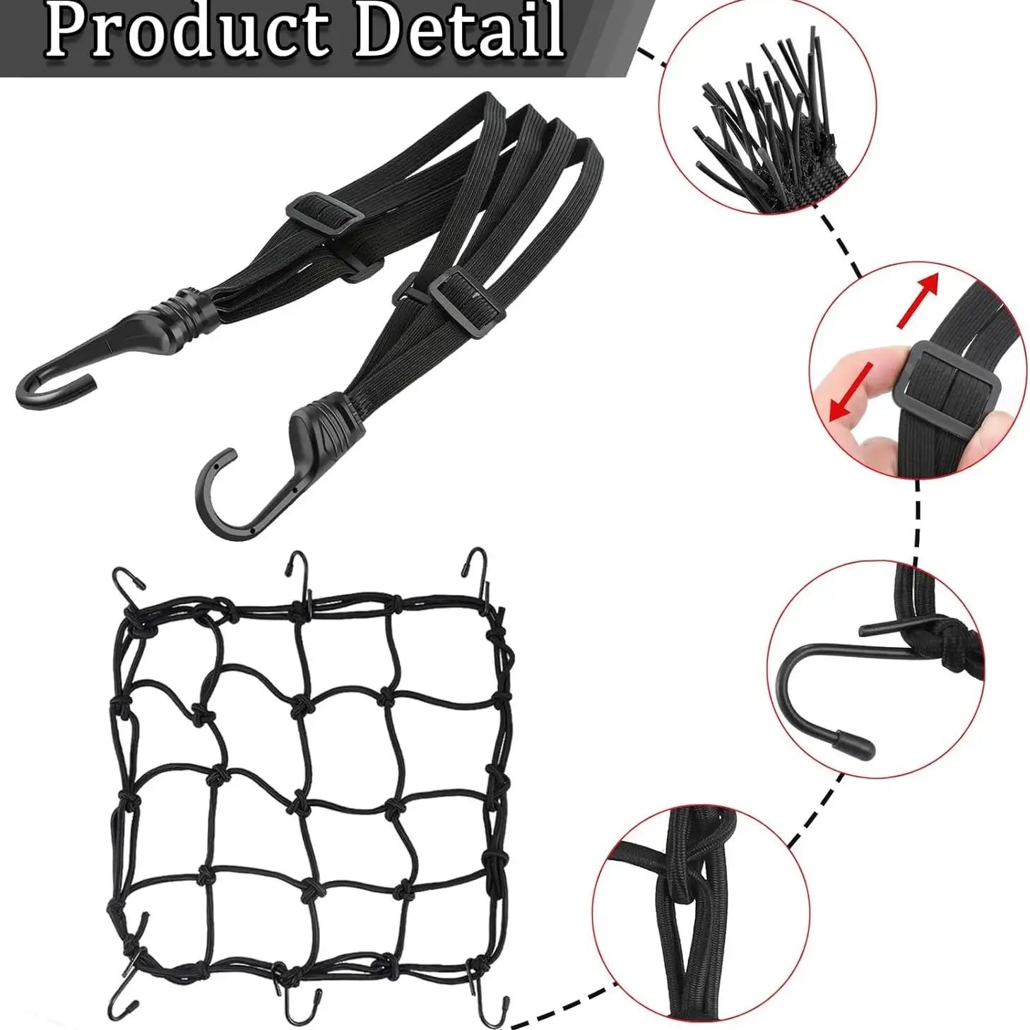 Cargo Net – Motorcycle Helmet Net with Hooks