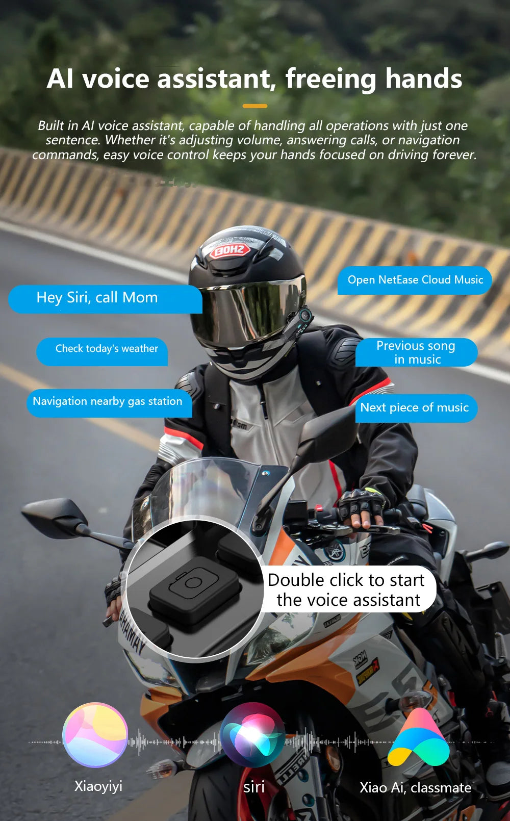 Motorcycle Bluetooth Headset – Wireless Helmet Intercom with Camera