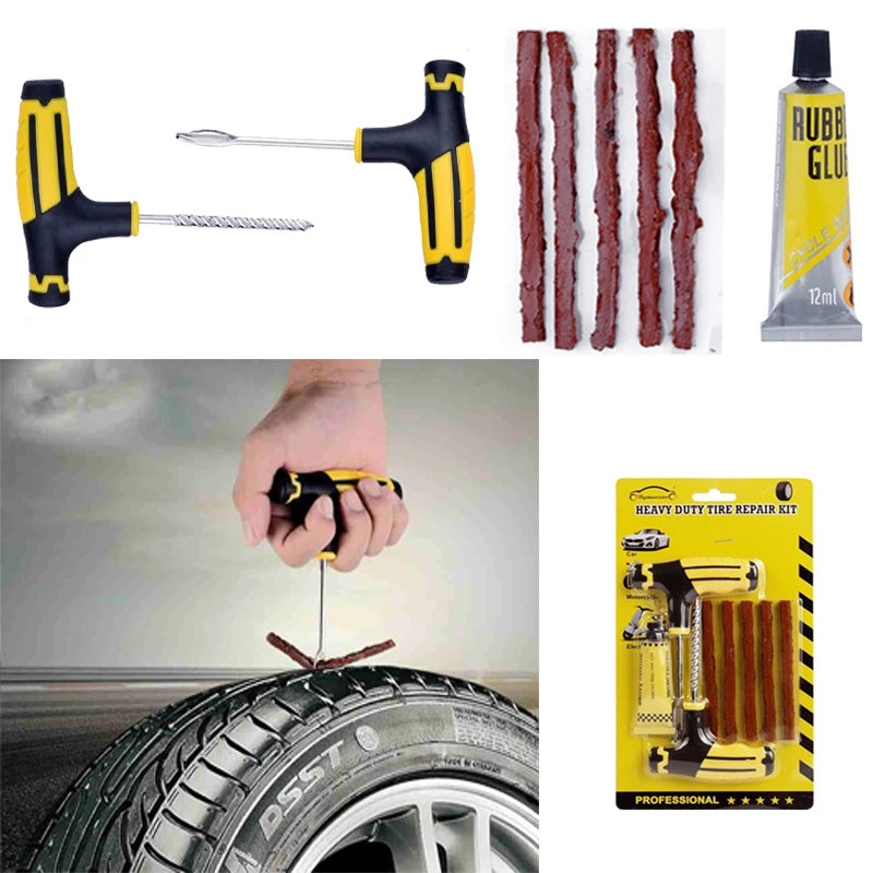 8pcs Emergency Tubeless Tire Repair Kit with Repair Strips – With or Without Storage Box – Car Motorcycle Bicycle – $15