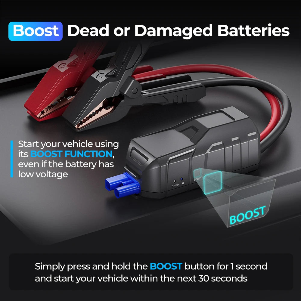 TOPDON V2200Plus 2200A Jump Starter – 2-in-1 Battery Tester & Power Bank for Cars, Trucks & Motorcycles