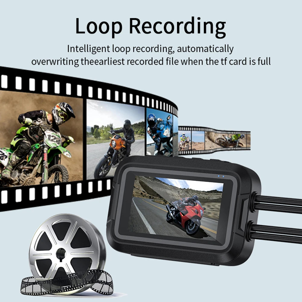 Kocam Dual 1080P Motorcycle Dash Cam IP66 Waterproof 3" IPS WiFi GPS Front Rear Motorcycle Camera DVR Black Box G-Sensor Super Capacitor Remote Control