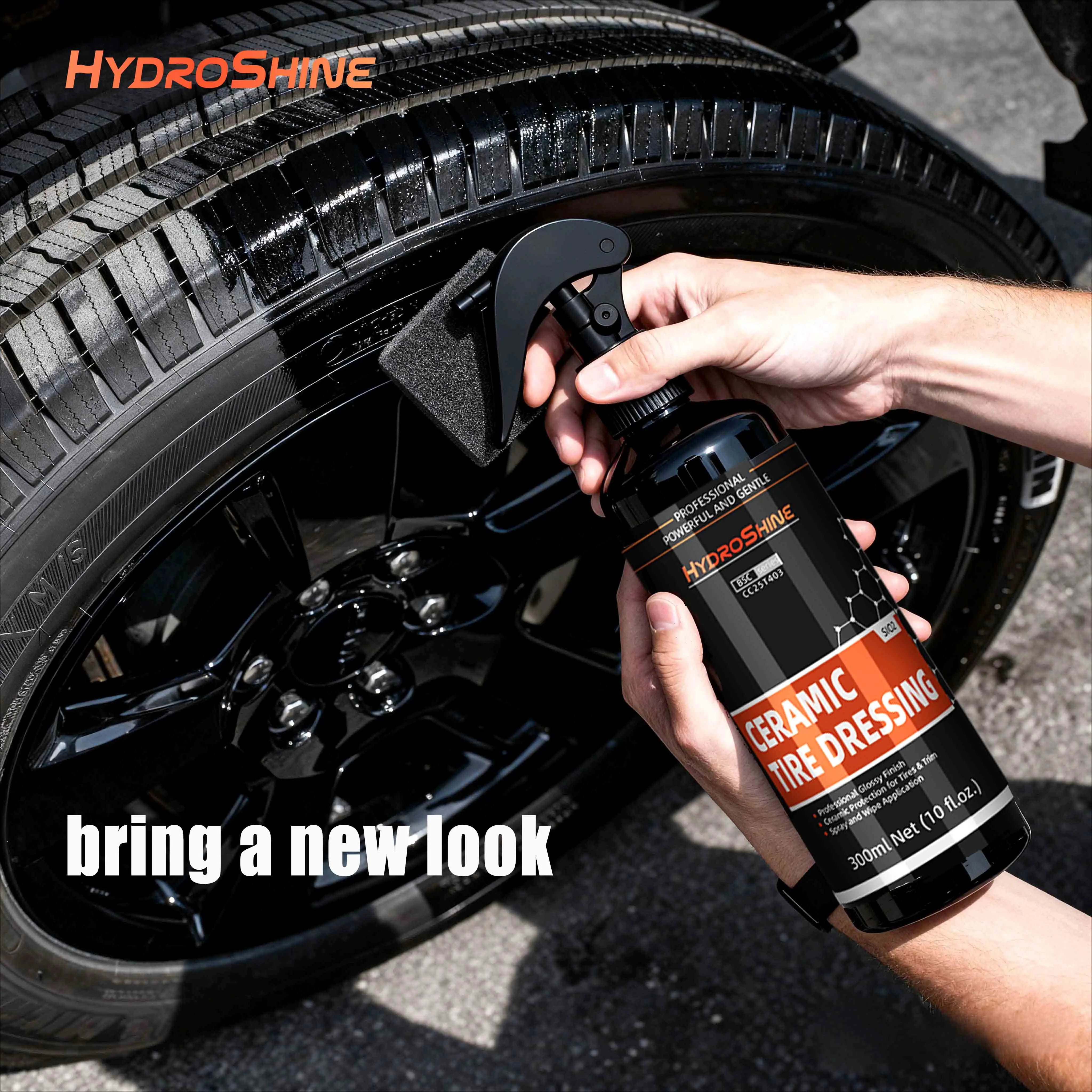 Hydroshine Ceramic Tire Dressing – Black Wet Look Tire Shine Deep Glossy Finish UV Protection Long-Lasting – 50ml / 100ml / 300ml – $14–35