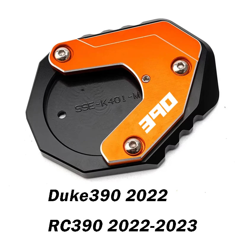 For KTM Duke390 RC390 390 Adventure Duke RC 390 Motorcycle CNC Kickstand Side Stand Enlarge Pad Extension Plate Tire Valve Caps – Aluminum Grey Black Orange Combo 1pcs 2pcs 3pcs