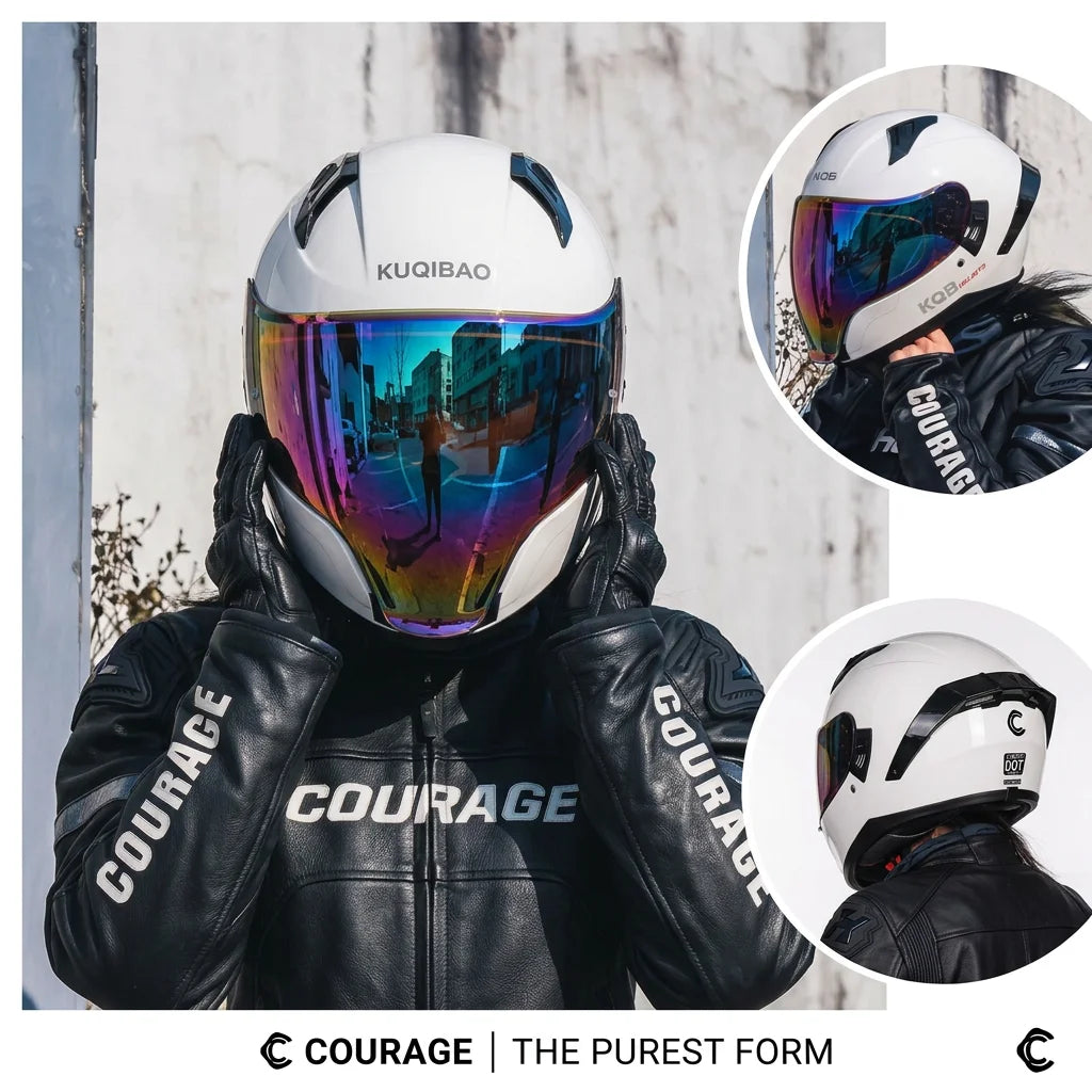 KQB Modular Helmets – Flip-Up Full Face Motorcycle Helmet, Dual Sun Visor & Colorful Lens, All-Season Unisex