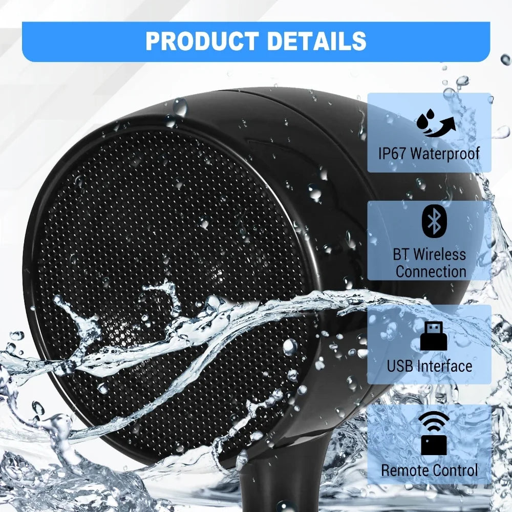 Motorcycle Speakers – Bluetooth Audio with Remote Control & MP3