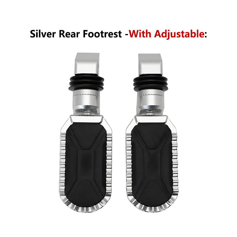 BMW F750GS F850GS F850GS Adventure 2018–2023 Adjustable Front & Rear Foot Pegs – Aluminum + Rubber – Silver or Black – Fixed or 360° Adjustable – $77–$97