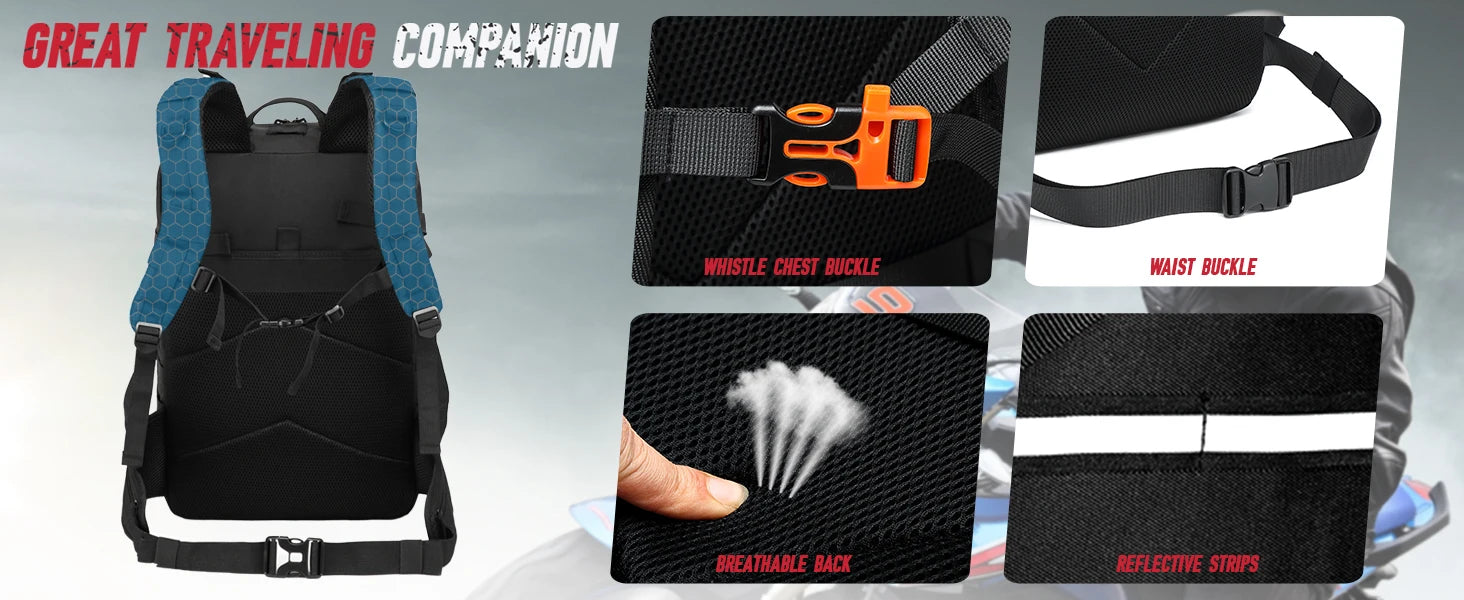 Motorcycle Backpack – 30L Multifunction Helmet & Riding Storage Bag