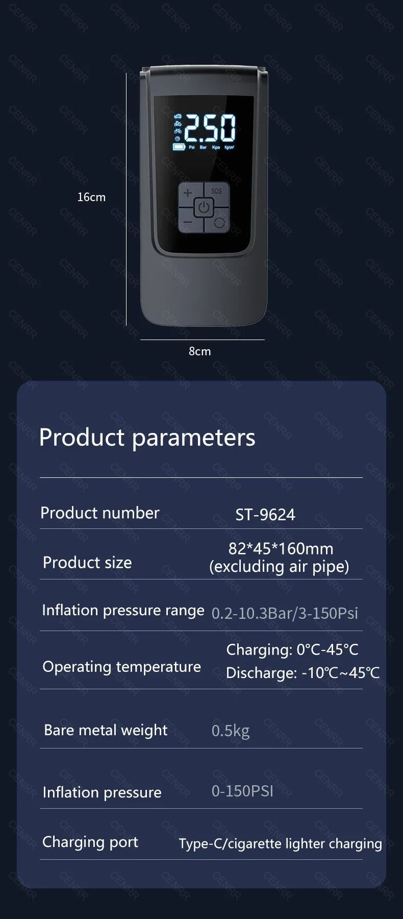 Portable Air Compressor – Wireless Tire Inflator with LCD Display