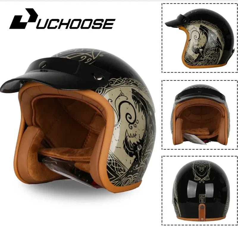 Open Face Helmets – DOT Certified Retro Motorcycle Helmet, Cafe Racer & Street Riding for Men