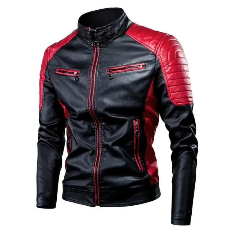 Motorcycle retro patch leather cool windproof jacket