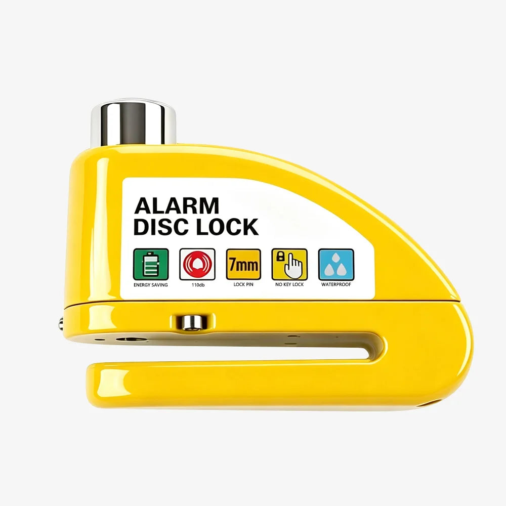 Motorcycle Bicycle Alarm Disc Lock Aluminum Alloy Anti-Theft Safety Padlock Vibration Reminder Security Protection Accessories – 110dB 7mm Hardened Steel 2 Keys Allen Wrench 7 Colors