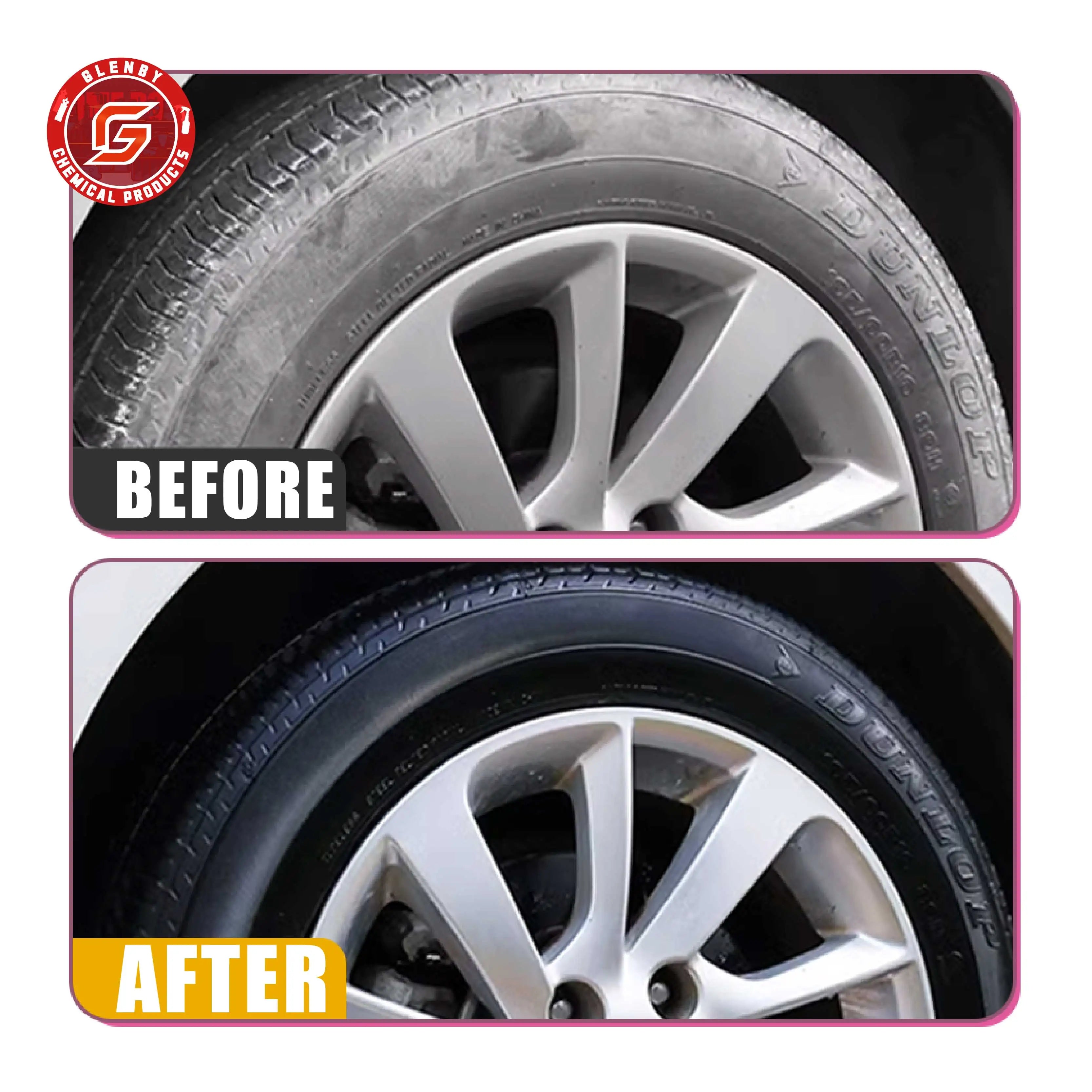 Glenby GL6A Tire Shine Spray – Wet Black Glossy Finish with One Quick Spray – 100ml / 200ml / 300ml – $20