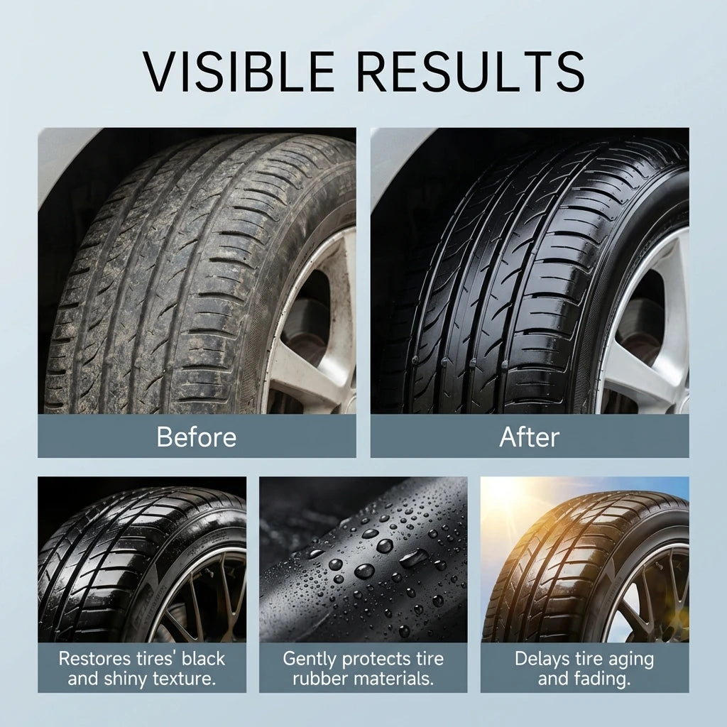 Tire Shine Spray – Black Gloss Tyre Coating Rubber & Plastic Restorer Anti-Aging Long-Lasting – 100ml – $21–99