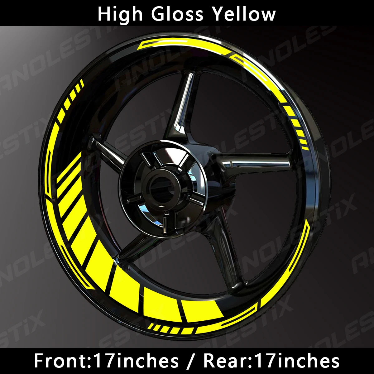 AnoleStix Reflective Motorcycle Wheel Rim Stripe Decal Sticker 17 Inch – Hollow Design – 4-Side Full Set – Yamaha / Honda / Kawasaki / Suzuki / BMW / KTM / Husqvarna / Triumph – 14 Colors – $20