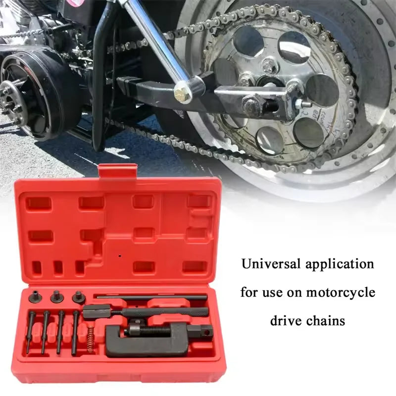 13-Piece Bicycle & Motorcycle Chain Removal & Breaker Tool Kit – Pins 2.2/2.9/3.8mm – Red Box – 780g – $39