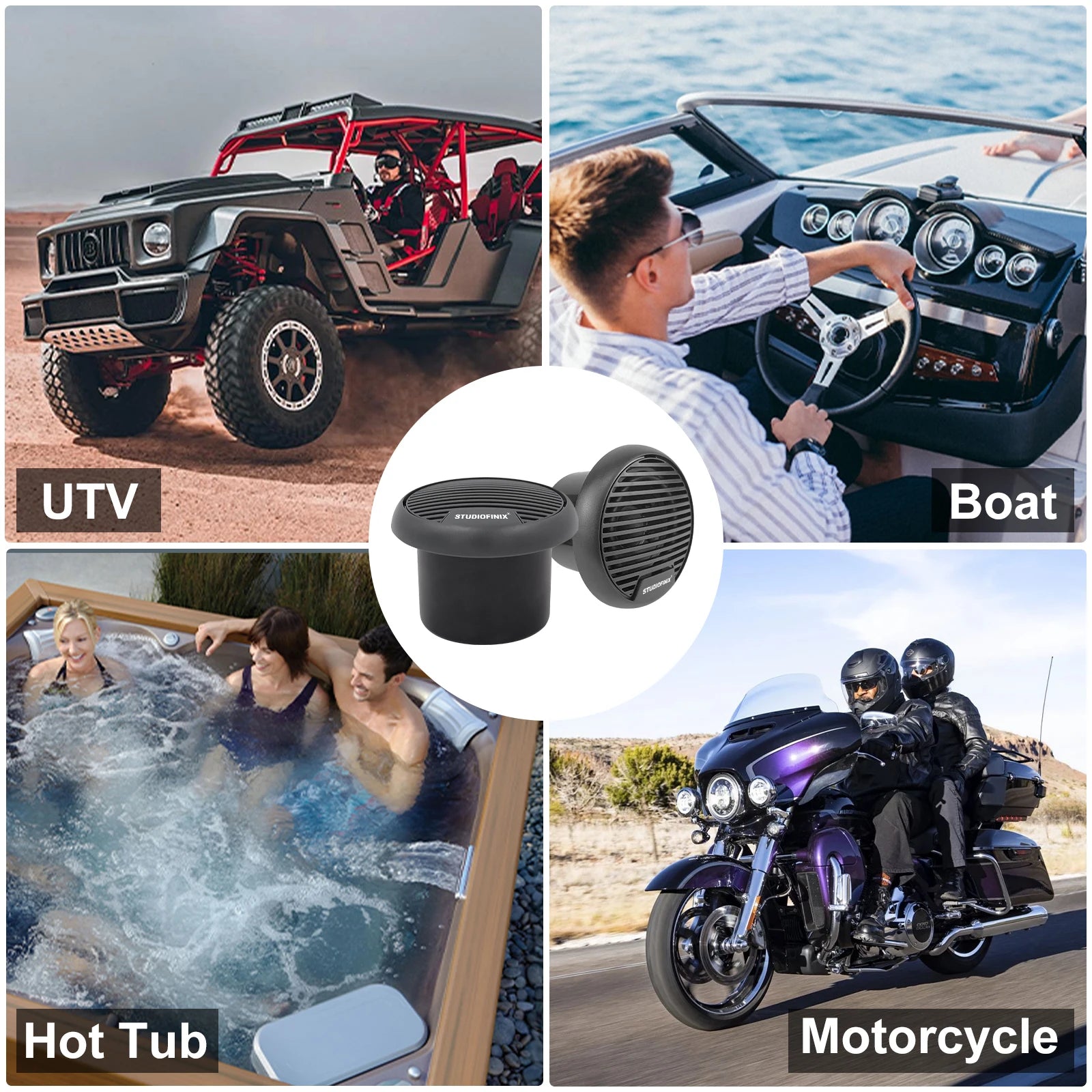 Motorcycle Speakers – Studiofinix 160W Marine Waterproof Bluetooth Audio