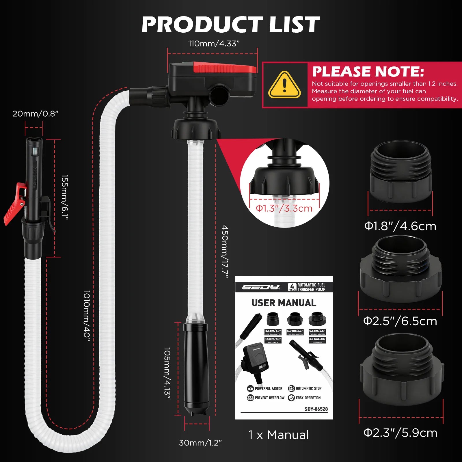 SEDY Auto Fuel Transfer Pump 3.2GPM