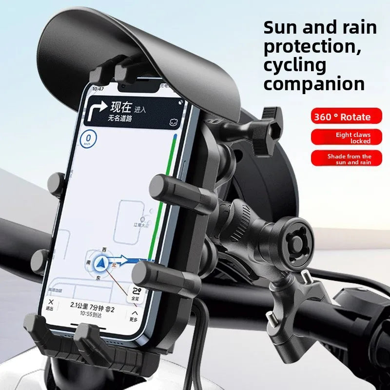 15W Fast Wireless Charging Motorcycle Phone Mount – Universal Shockproof Navigation Holder with QC3.0 Adapter