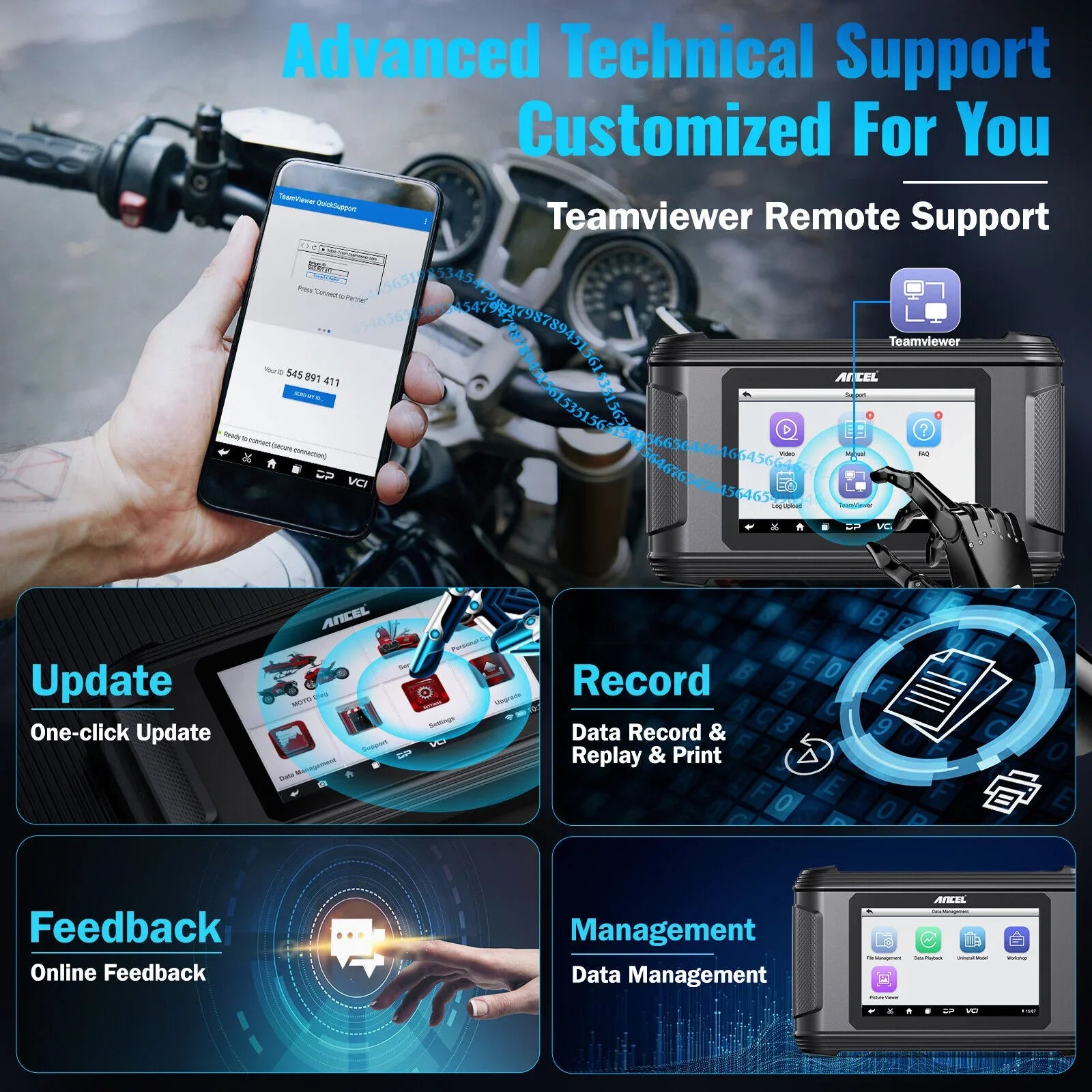 ANCEL MT500 Motorcycle Diagnostic Tablet – US Version – Full System + 30+ Resets + ECU Coding – Harley / Indian / Polaris / BRP + Asian – $1,196