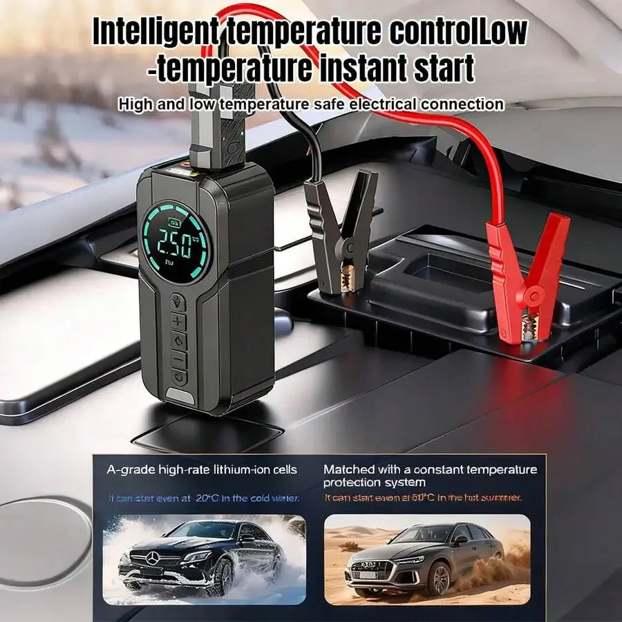 1000A Jump Starter with Air Compressor – 150PSI Electric Tire Inflator & Portable Power Bank for Car, Motorcycle & Bicycle