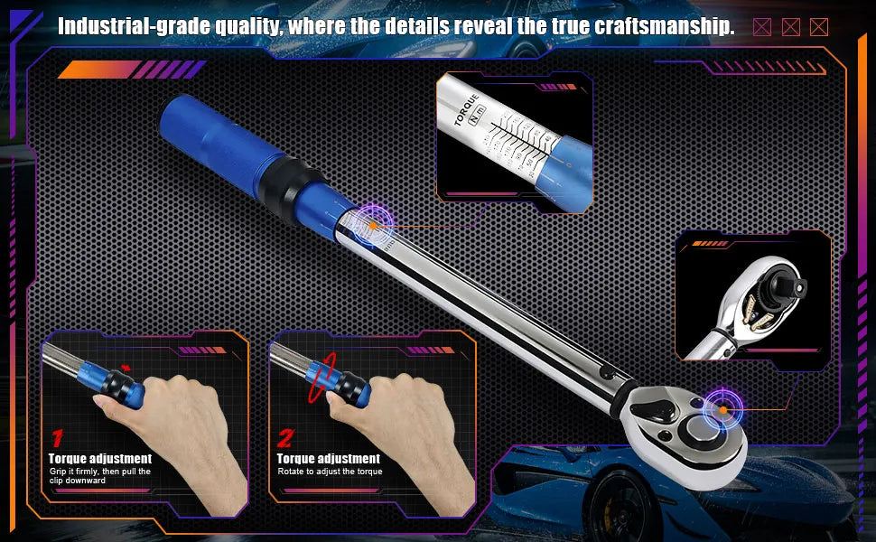 Rafford 1/4” Click Torque Wrench – 2–24 Nm – 0.2 Nm Micro-Adjust – 72-Tooth – ±3% Certified – Bicycle & Motorcycle – from $44