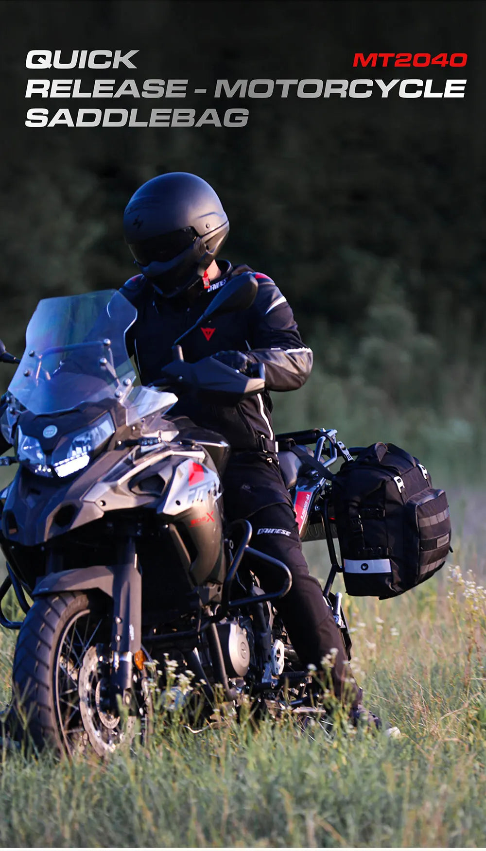 Rhinowalk Motorcycle Side Saddle Bag 20L Universal with Removable 100% Waterproof Inner Bag Motorbike Travel Luggage Accessories – Black / Olive (1PC)