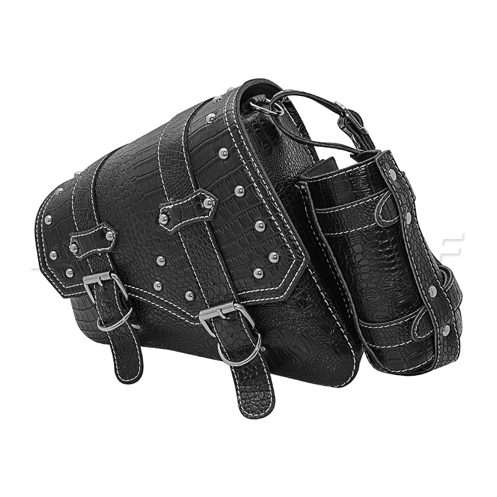 mofastwolf Sportster Iron 883 XL883 1200 Saddlebag Waterproof Storage Bag Motorcycle Swingarm Bag Side Tool Bag PU Leather Hard-Shell Detachable Water Bottle Bag – A-Side / B-Side (1PC)