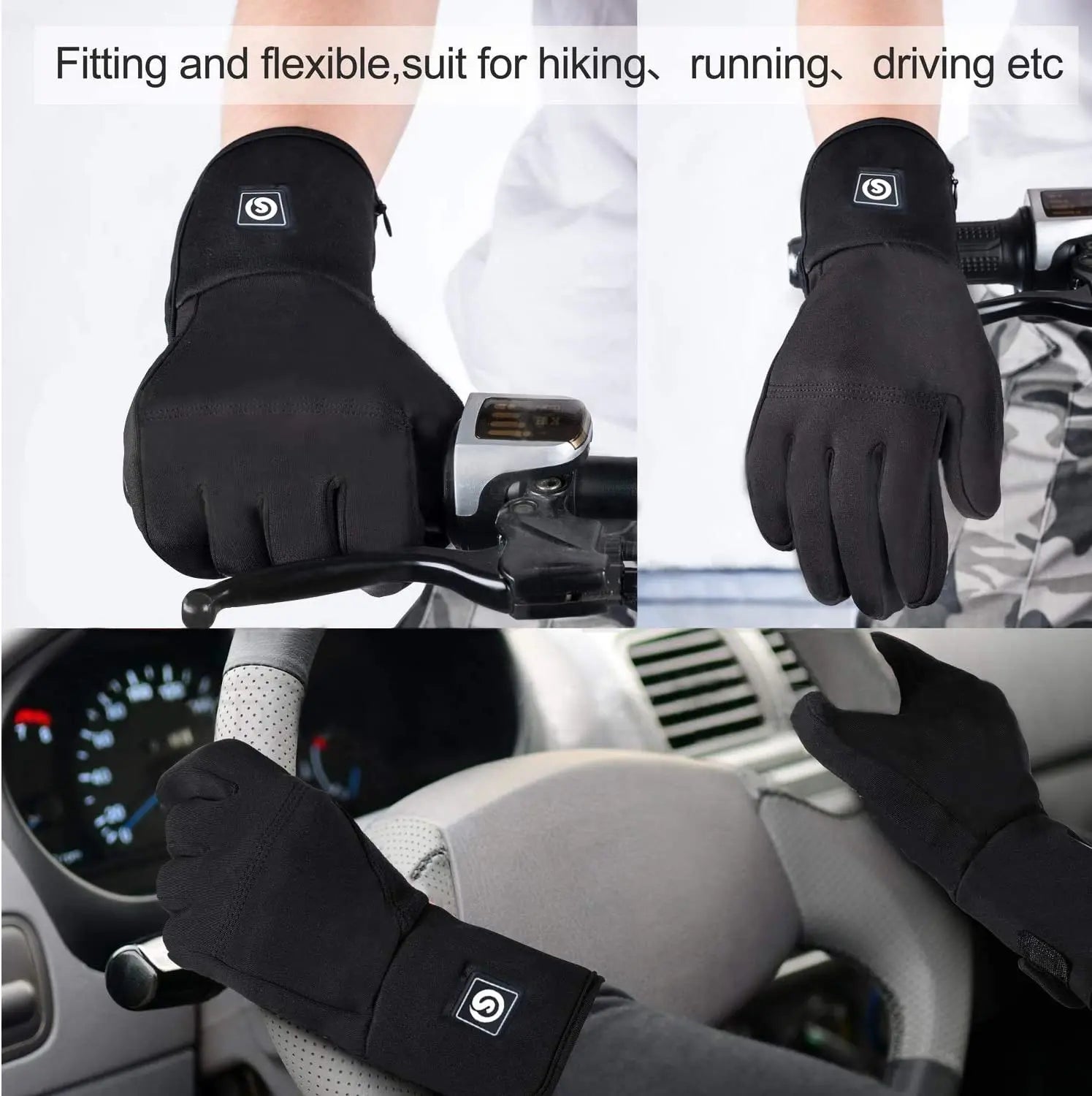 Rechargeable Electric Heated Glove Liners for Men Women Battery Heating Ski Snowboarding Hiking Cycling Thin Gloves Hand Warmer