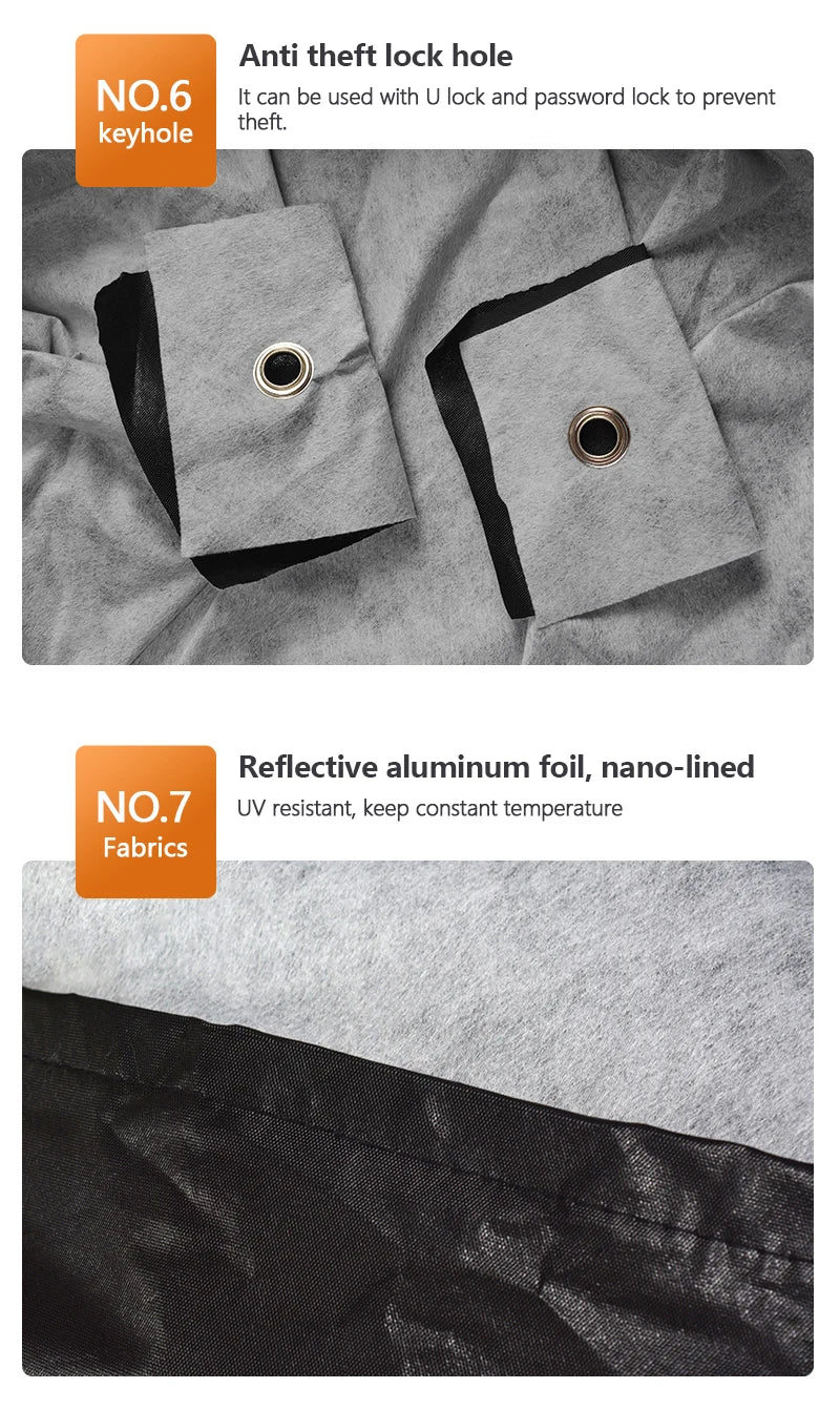 Thick Oxford Motorcycle Waterproof Cover Universal Outdoor Protection Dust Motorbike Rain Cover Sunshade Dustproof UV Protective – Reflective Aluminum Foil Nano Lining Cotton Velvet Black XL-4XL