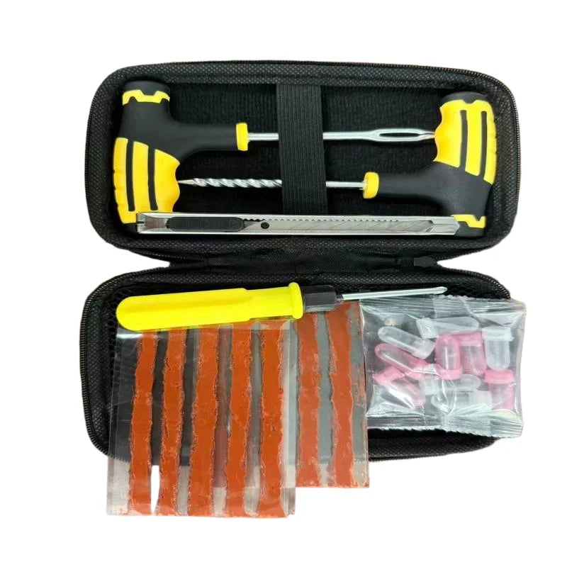 Professional Tubeless Tire Plug Repair Kit – Heavy Duty Zinc Alloy T-Handle Tools – Car Motorcycle Truck SUV ATV – 6pcs with Storage Box – $12